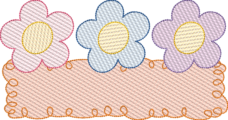 Sketch Fill Groovy Daisy Trio Quick Stitch Machine Embroidery Design
