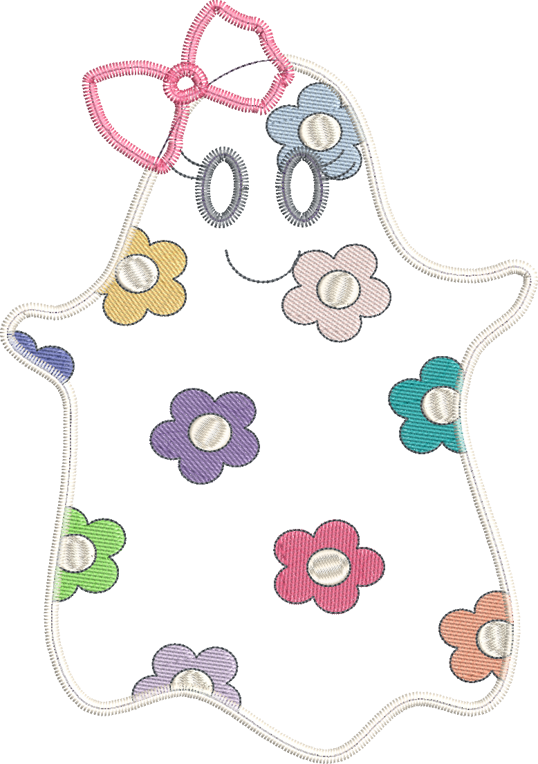 Groovy Ghost Girl Zig Zag Applique Design