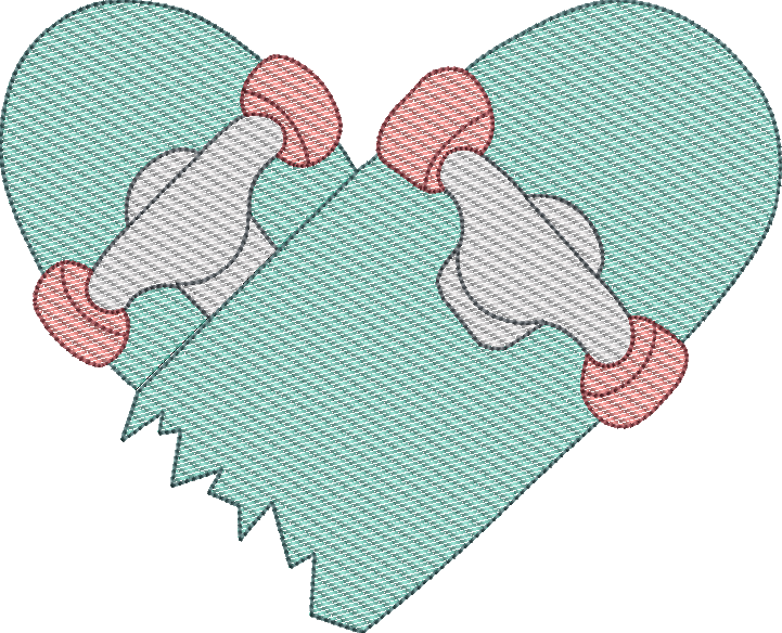 Sketch Fill Heart Breaker Skateboard Valentine's Day Machine Embroidery Quick Stitch