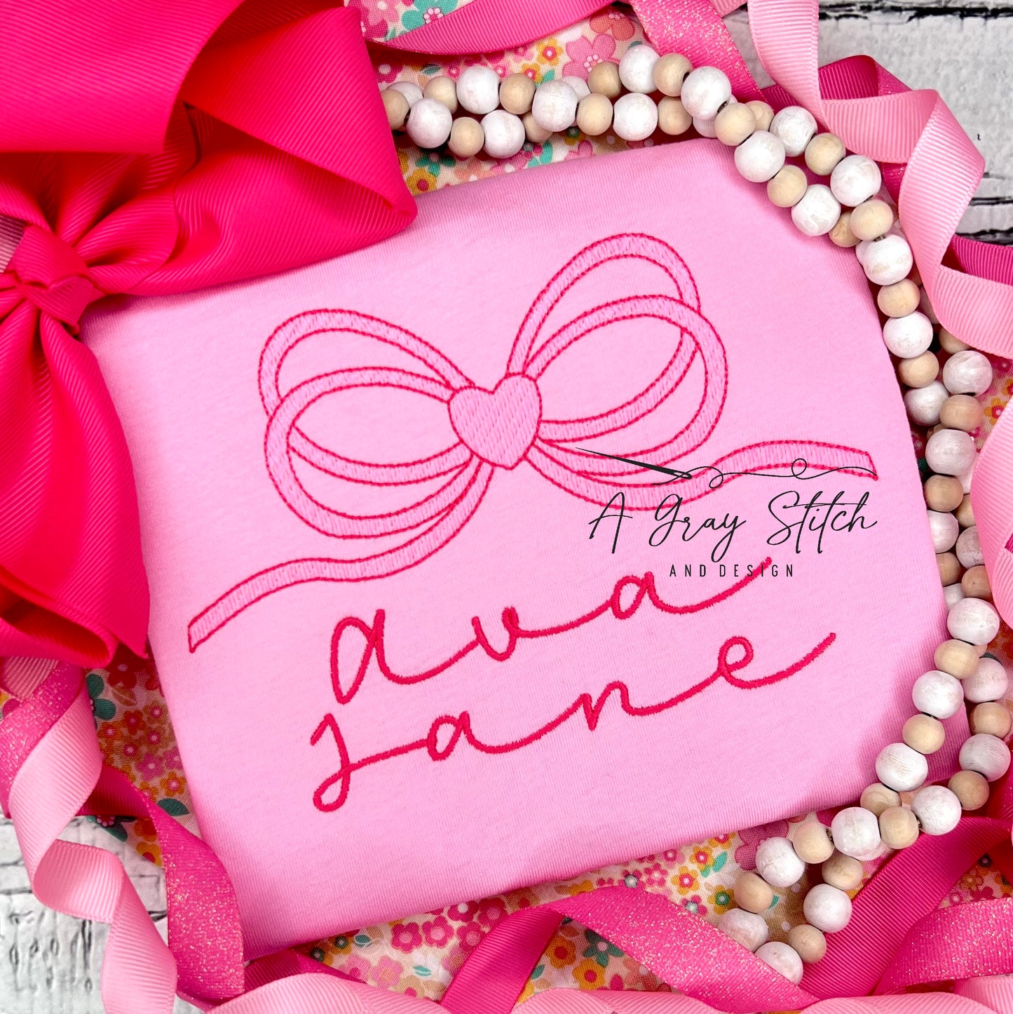 Sketch Fill Long Tail Valentine's Bow Design