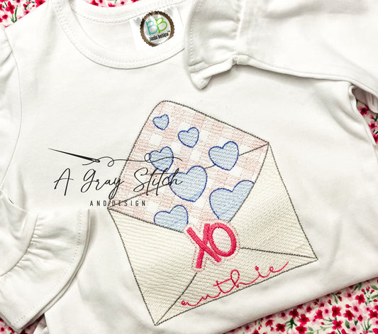 Sketch Valentine's Envelope Hearts Design