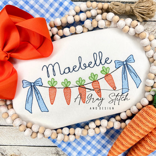 Sketch Carrot Bunting Coquette Bow Easter Design