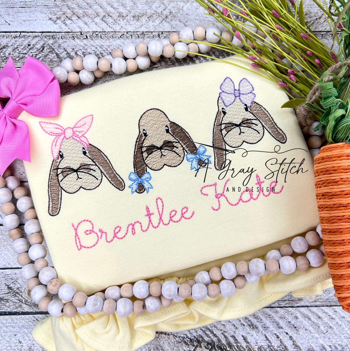 Sketch Lop Eared Bunny Trio Easter Design