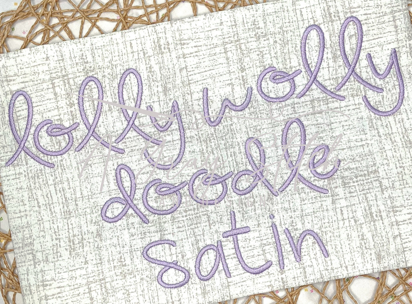 Lolly Wolly Doodle Satin Embroidery Font