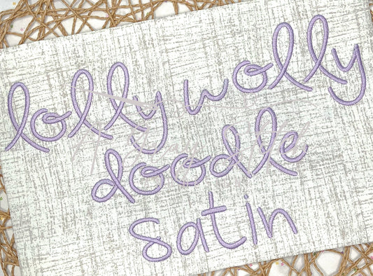 Lolly Wolly Doodle Satin Embroidery Font