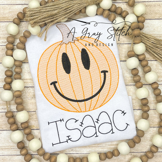 Sketch Fill Smiley Face Pumpkin Quick Stitch Machine Embroidery Design