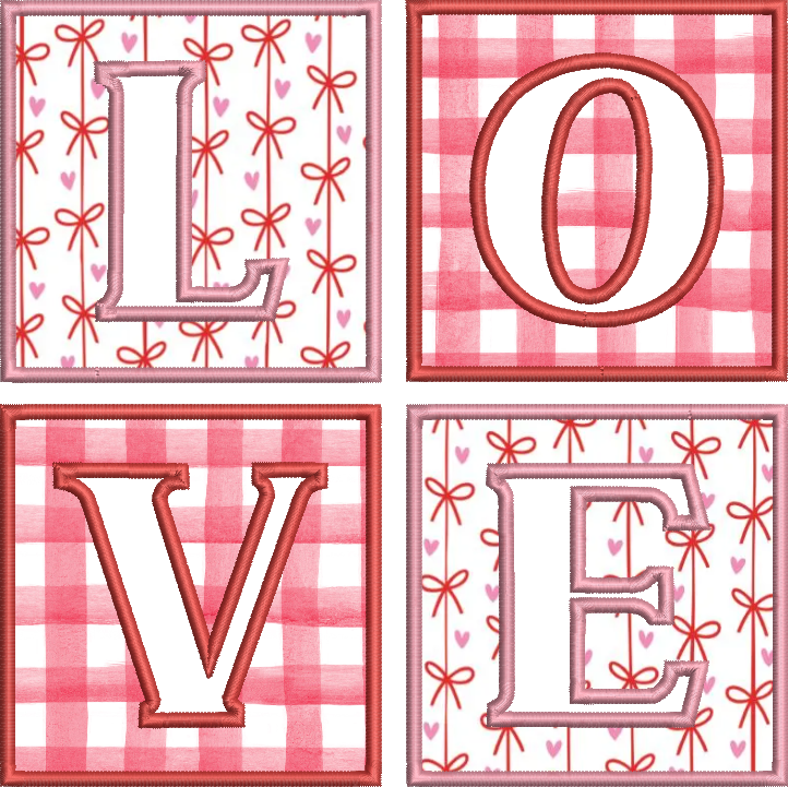 Satin Stitch Love Blocks