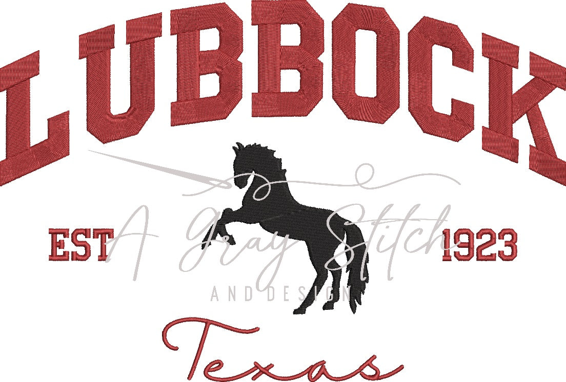 Lubbock Collegiate Embroidery Design