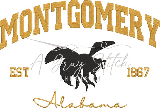 Montgomery Hornet Collegiate Embroidery Design