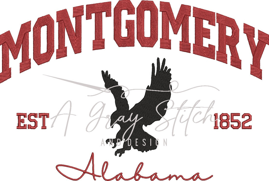 Montgomery Hawk Collegiate Embroidery Design