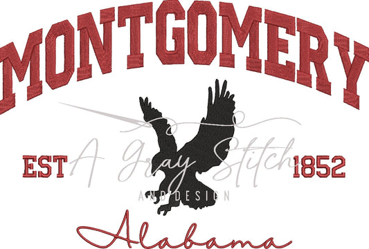 Montgomery Hawk Collegiate Embroidery Design