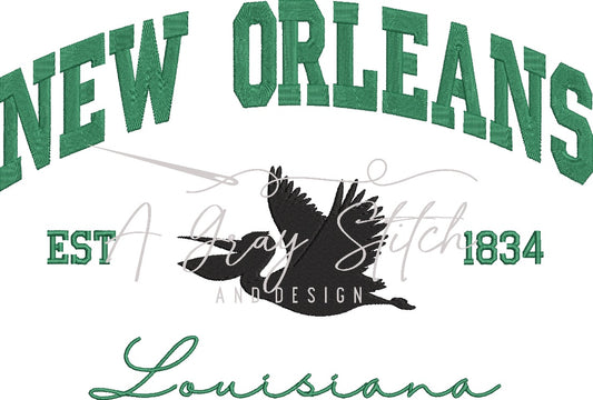 New Orleans Collegiate Embroidery Design