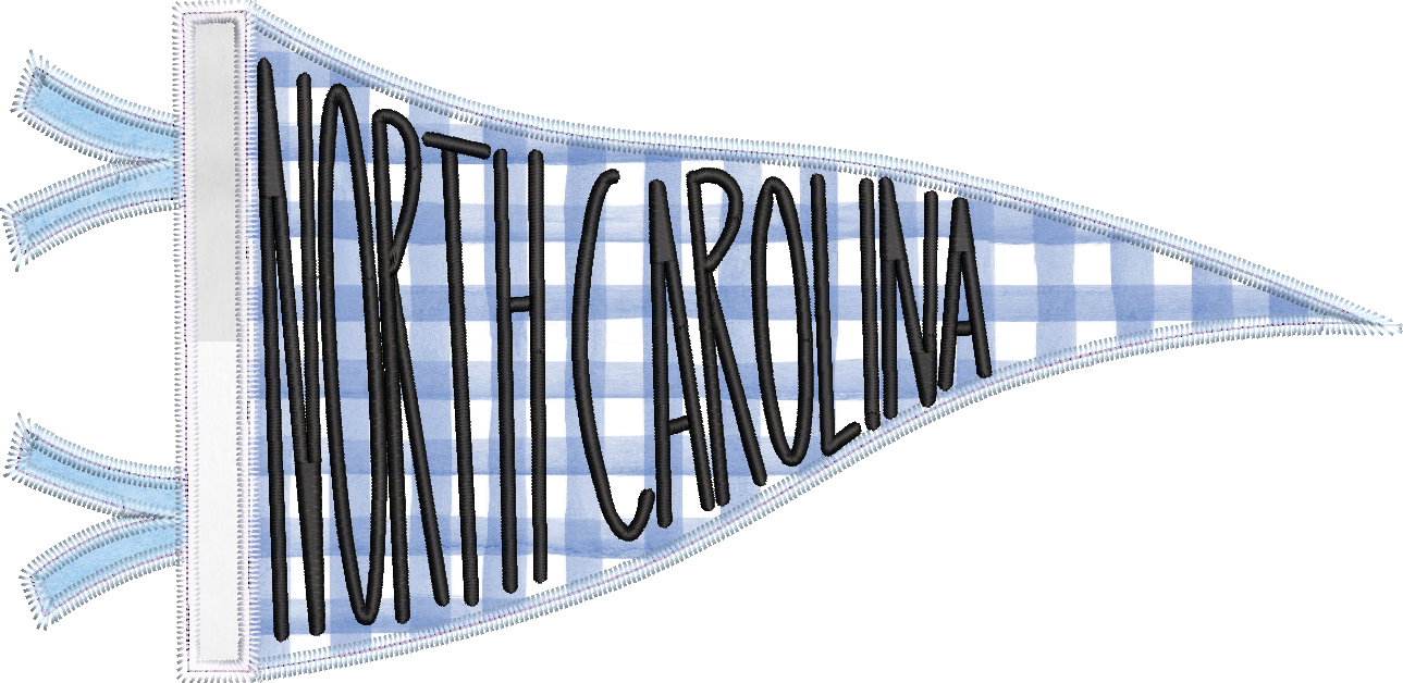 North Carolina Handlettered Pennant Flag