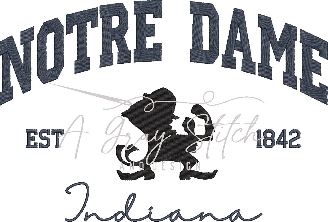Notre Dame Collegiate Embroidery Design