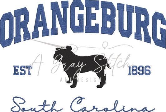 Orangeburg Bulldog Collegiate Embroidery Design