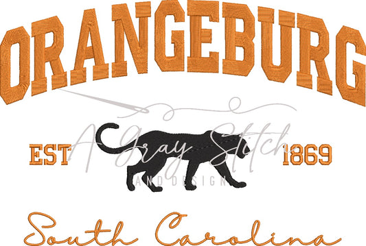 Orangeburg Panther Collegiate Embroidery Design