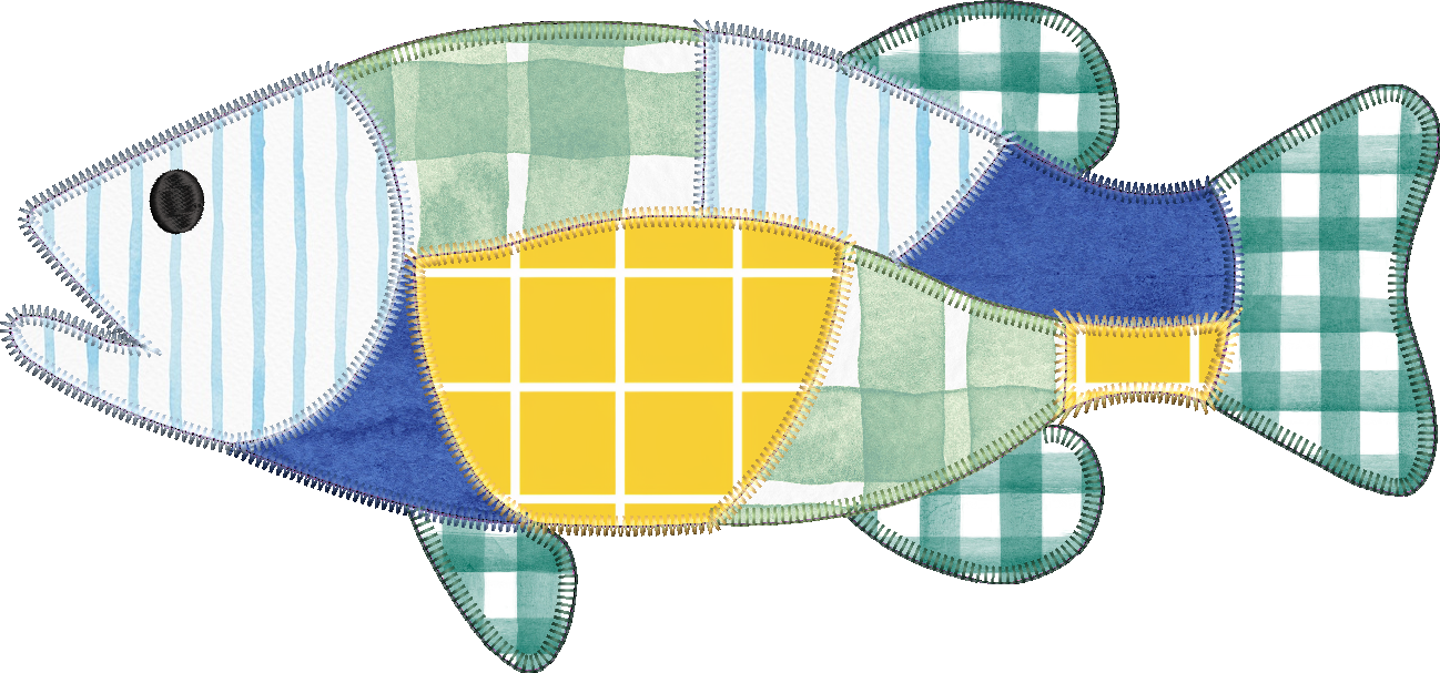 Patchwork Bass Fish Applique