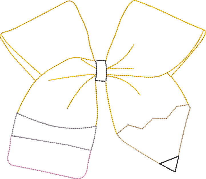 Bean Stitch Applique Pencil Coquette Hairbow