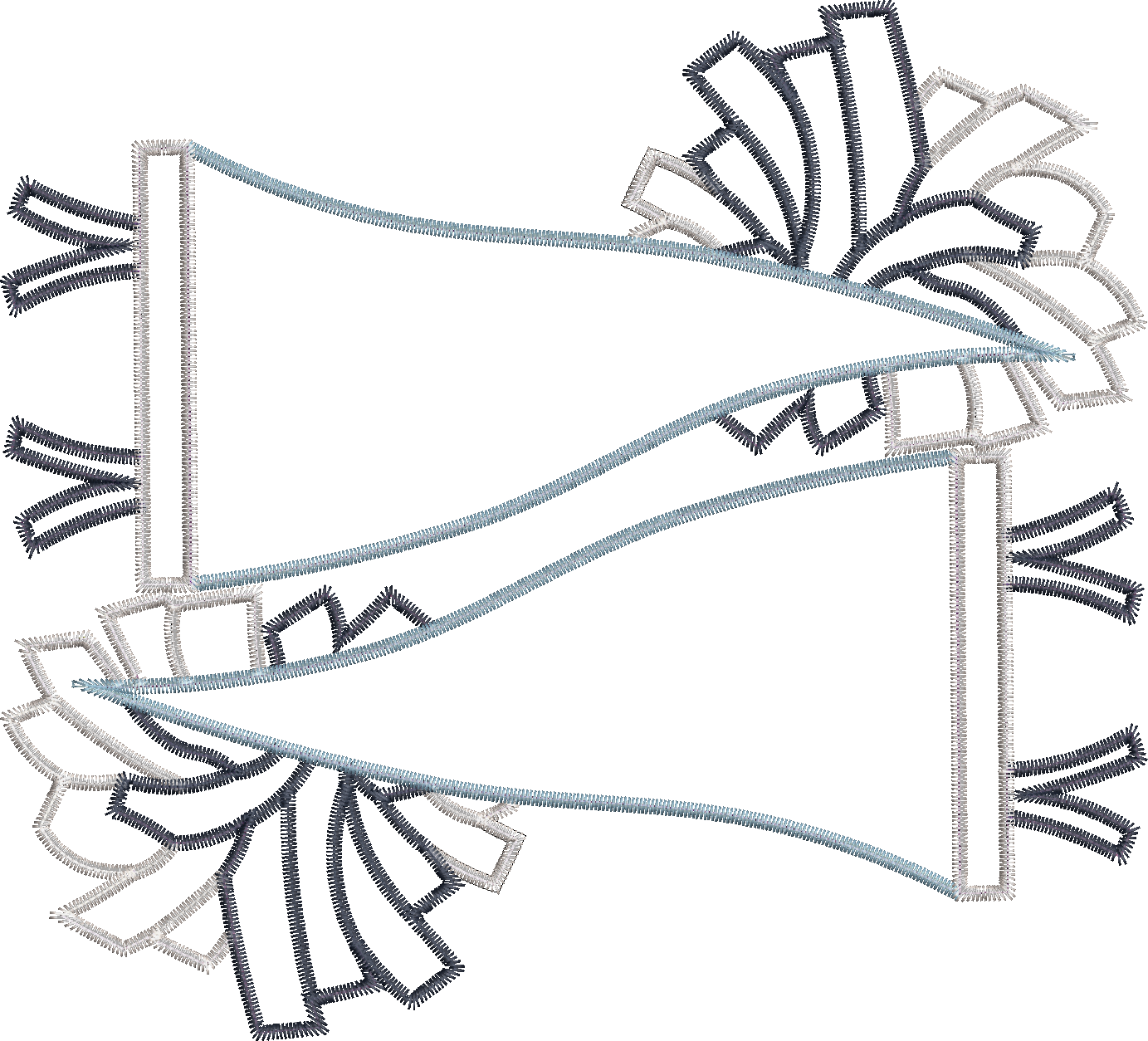 Zig Zag Applique Double Pennant Flag with Pom Poms