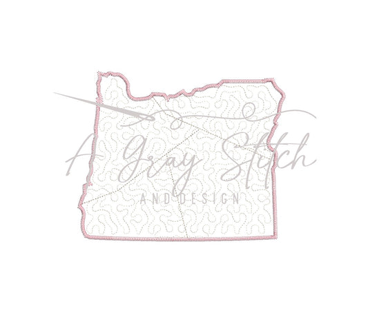 Quilted Patchwork State of Oregon Applique Design