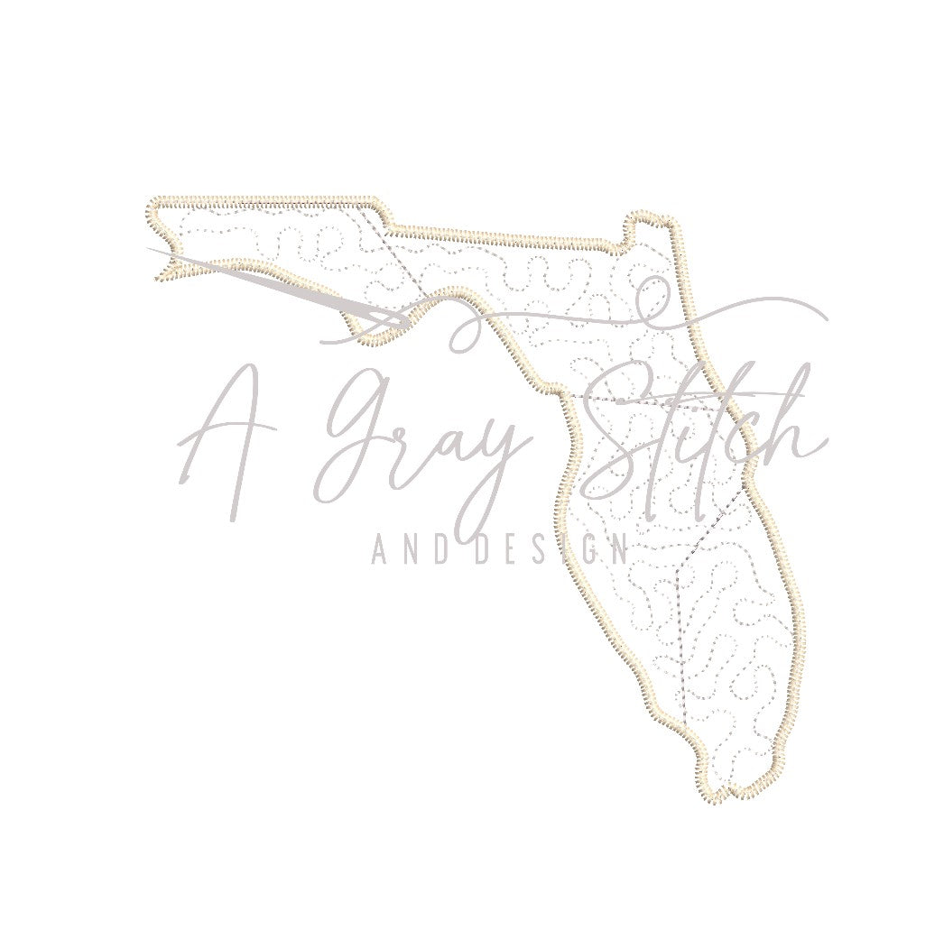 Quilted Patchwork State of Florida Applique Design