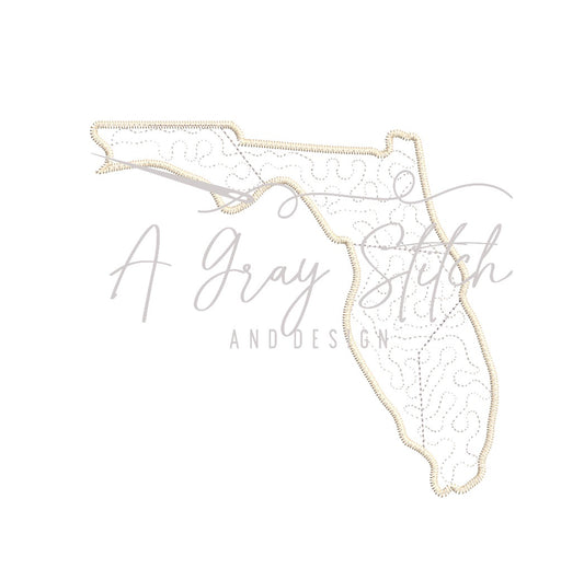 Quilted Patchwork State of Florida Applique Design