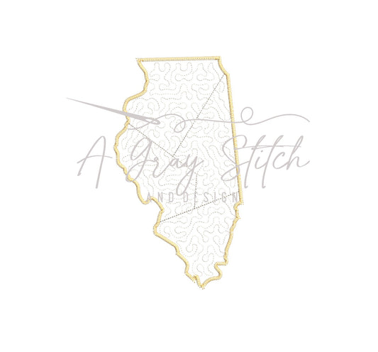 Quilted Patchwork State of Illinois Applique Design