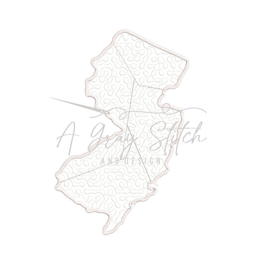 Quilted Patchwork State of New Jersey Applique Design