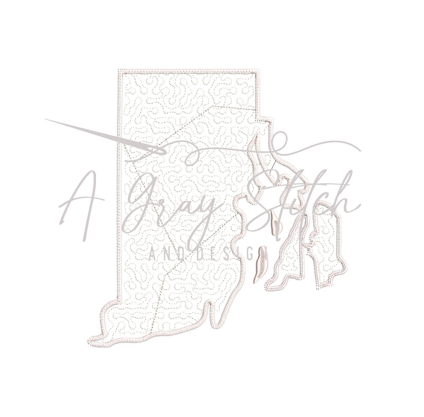 Quilted Patchwork State of Rhode Island Applique Design