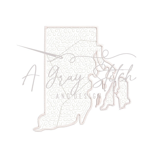 Quilted Patchwork State of Rhode Island Applique Design