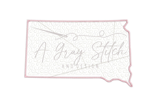 Quilted Patchwork State of South Dakota Applique Design