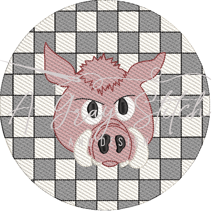 Check Background Razorback Mascot Sketch Fill Quick Stitch Machine Embroidery Design