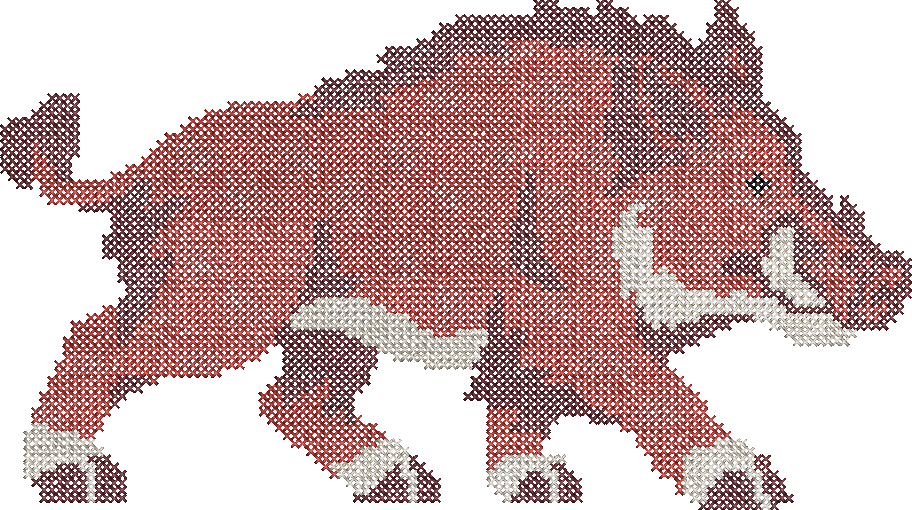 Razorback Cross Stitch Mascot