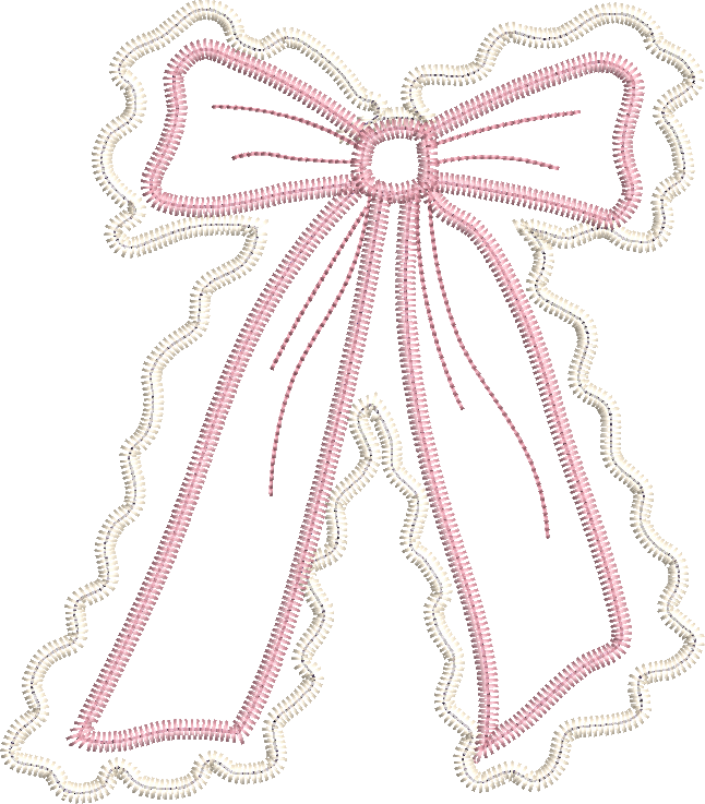 Zig Zag Applique Scallop Edge Coquette Bow Design