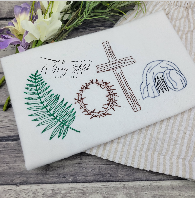 Biblical Elements Easter Good Friday Resurrection Sunday Vintage Stitch Machine Embroidery Quick Stitch Design