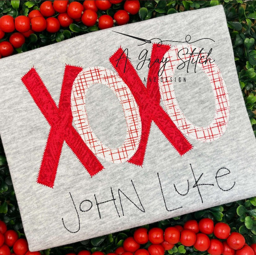 XOXO Zig Zag Applique Quick Stitch Machine Embroidery Design