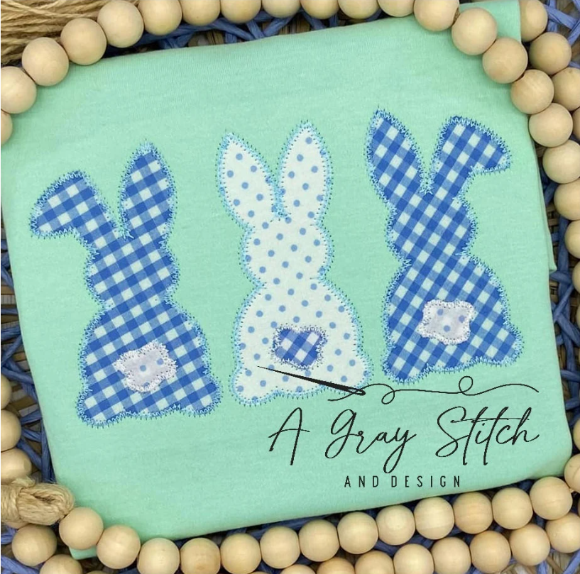 Zig Zag Applique Bunny Trio Easter Design