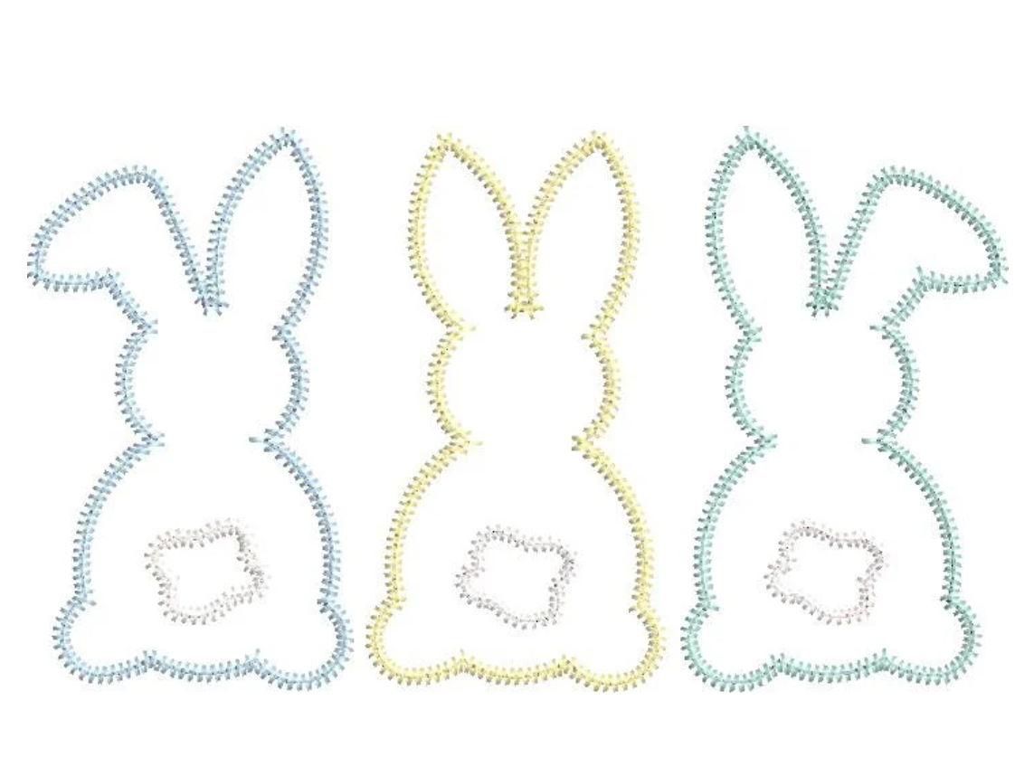 Zig Zag Applique Bunny Trio Easter Design