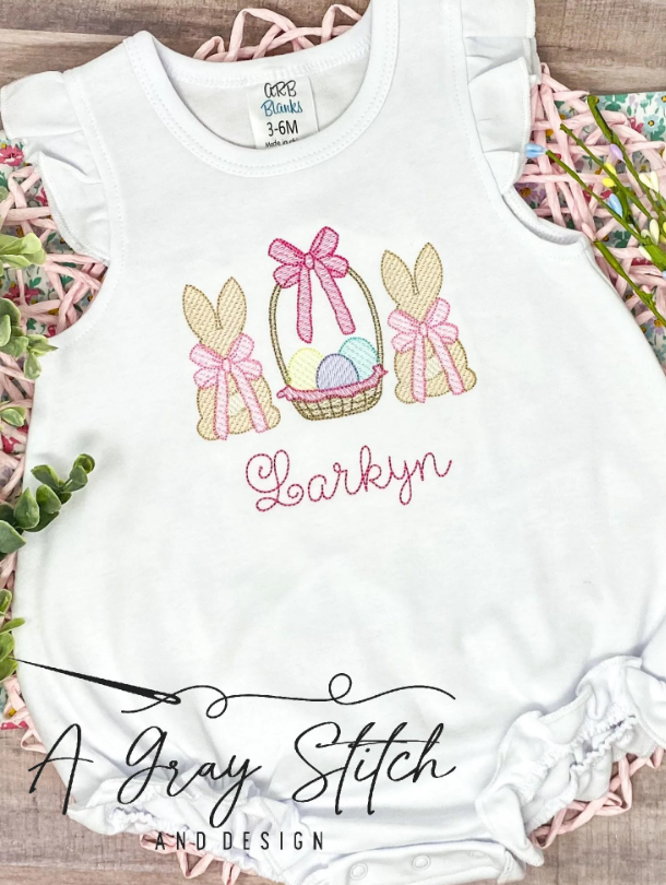 Easter Bunnies and Basket Sketch Fill Trio