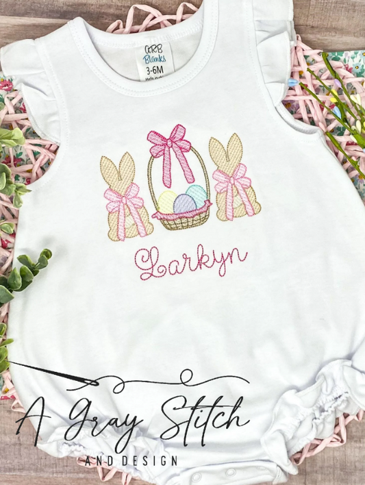 Easter Bunnies and Basket Sketch Fill Trio