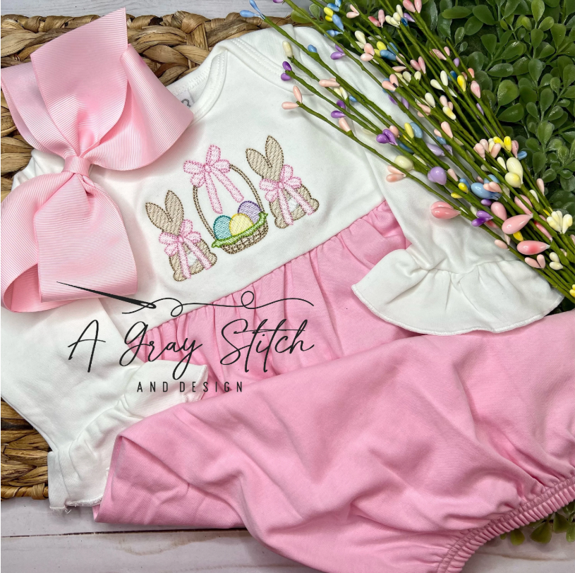 Easter Bunnies and Basket Sketch Fill Trio