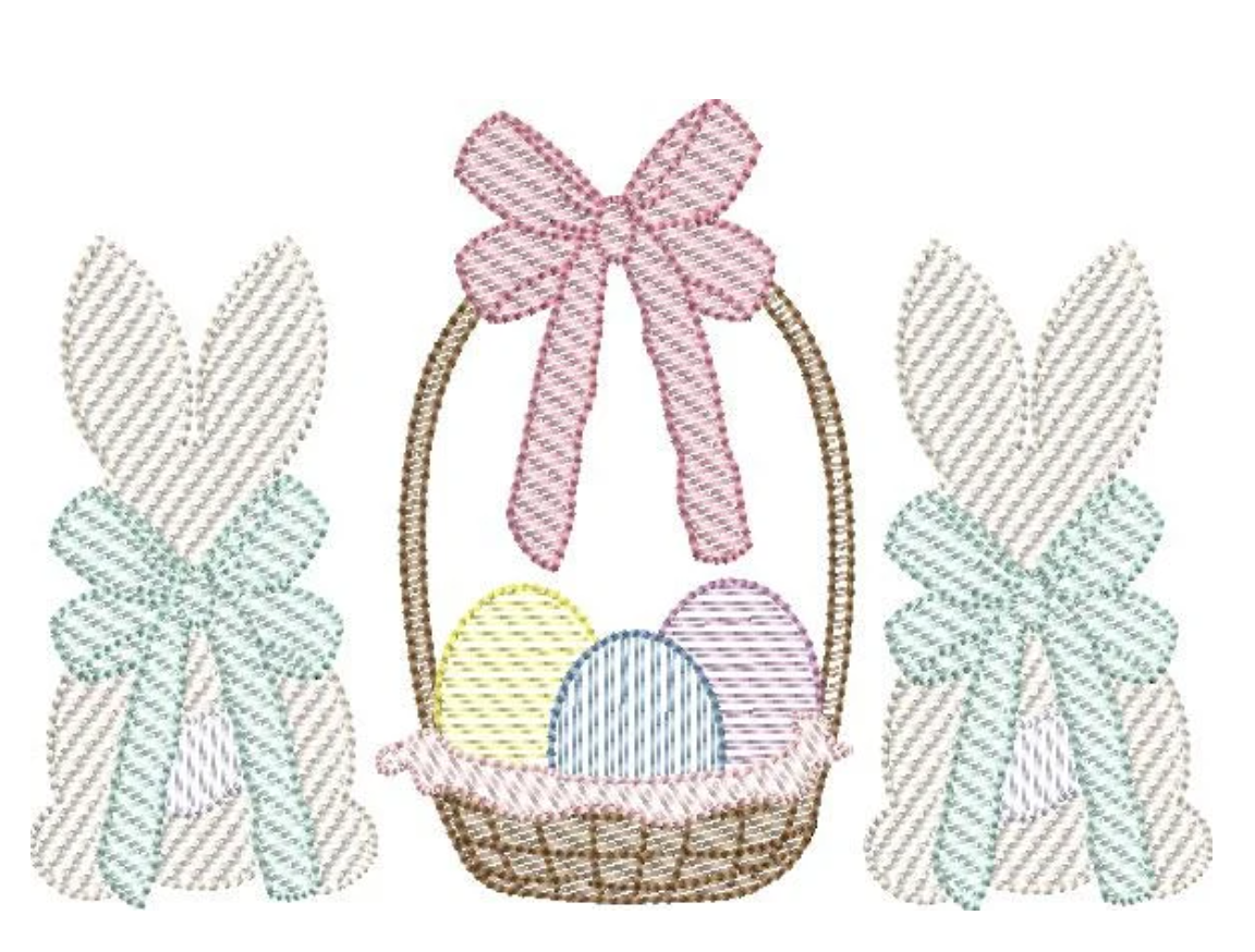 Easter Bunnies and Basket Sketch Fill Trio