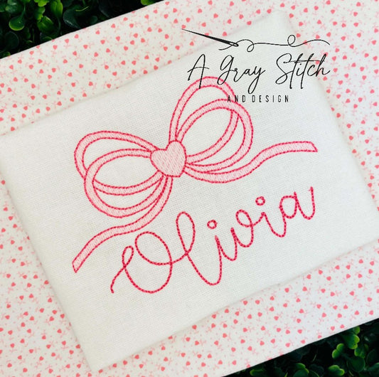 Sketch Fill Long Tail Valentine's Bow Design