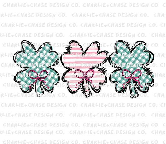 Shamrock Trio with Bows PNG