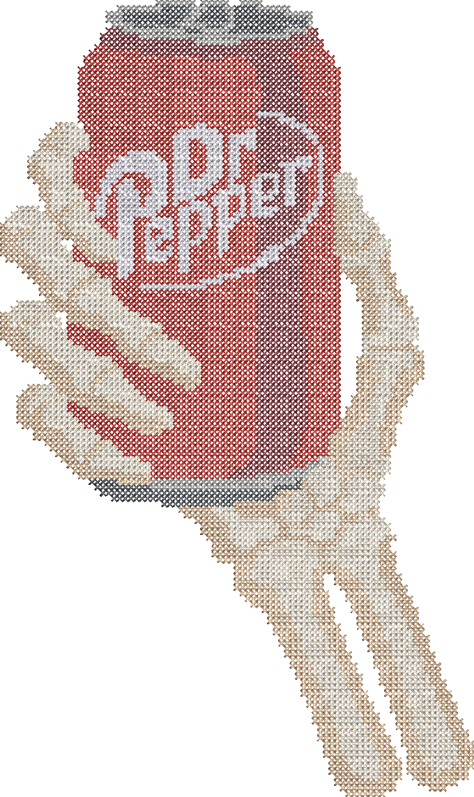 Cross Stitch Skeleton Dr. Pepper
