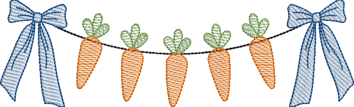 Sketch Carrot Bunting Coquette Bow Easter Design