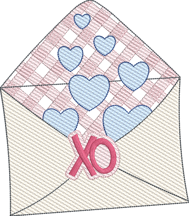 Sketch Valentine's Envelope Hearts Design