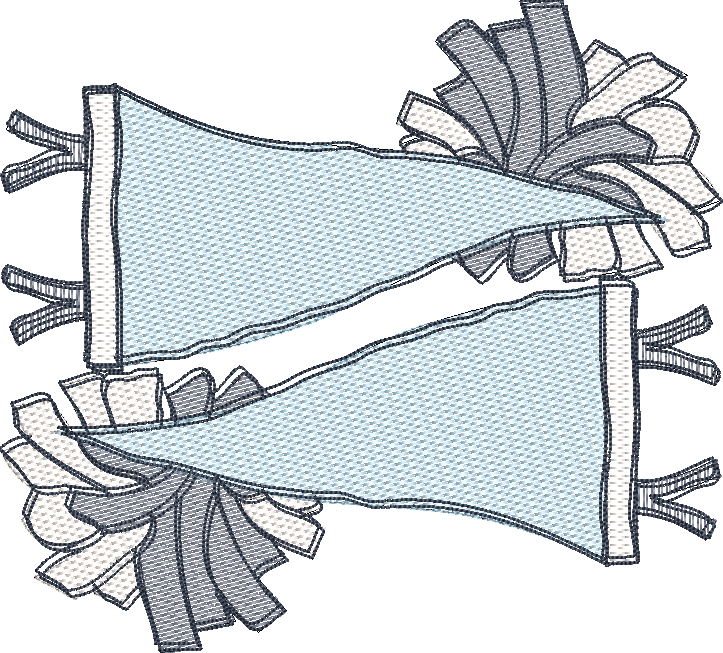 Double Pennant Flag with Pom Poms Sketch