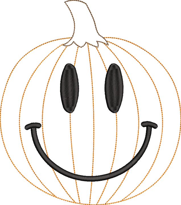 Smiley Face Pumpkin Groovy Quick Stitch Bean Stitch Machine Embroidery Design