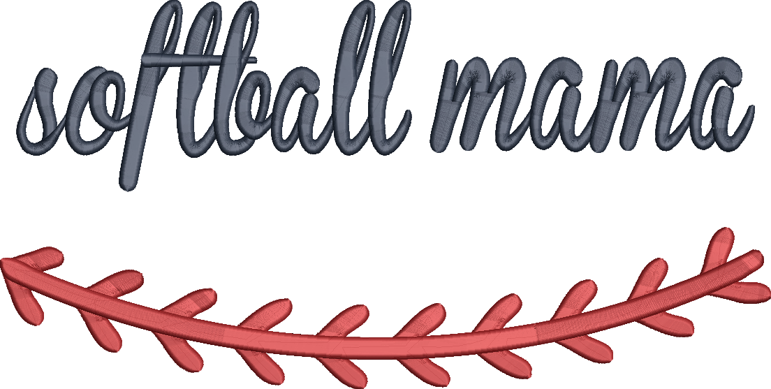 Softball Mama Baseball Laces Puff Satin Stitch Design